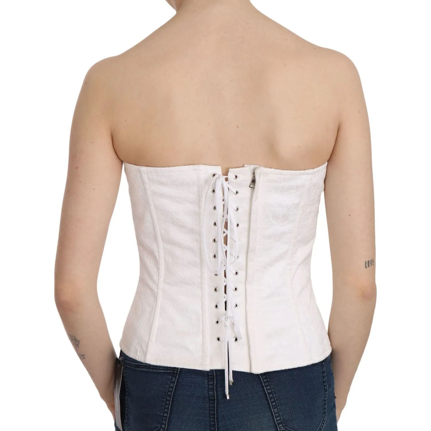 Dolce & Gabbana Elegant White Strapless Corset Top