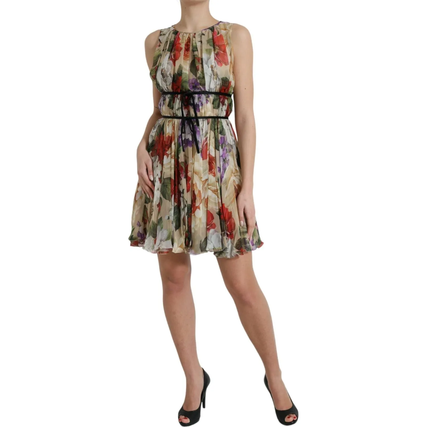 Dolce & Gabbana Floral Elegance Silk Chiffon Mini Dress