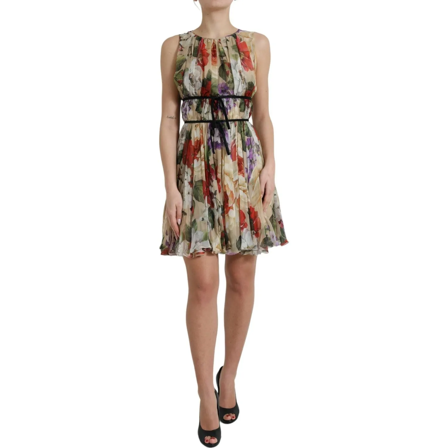 Dolce & Gabbana Floral Elegance Silk Chiffon Mini Dress