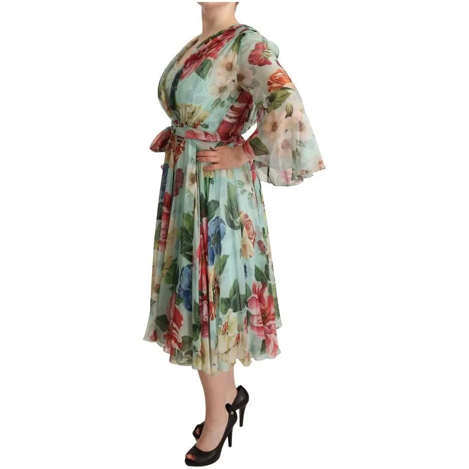 Dolce & Gabbana Floral Silk Midi Wrap Dress