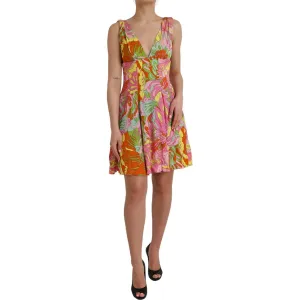 Dolce & Gabbana Multicolor Floral Silk A-Line Dress