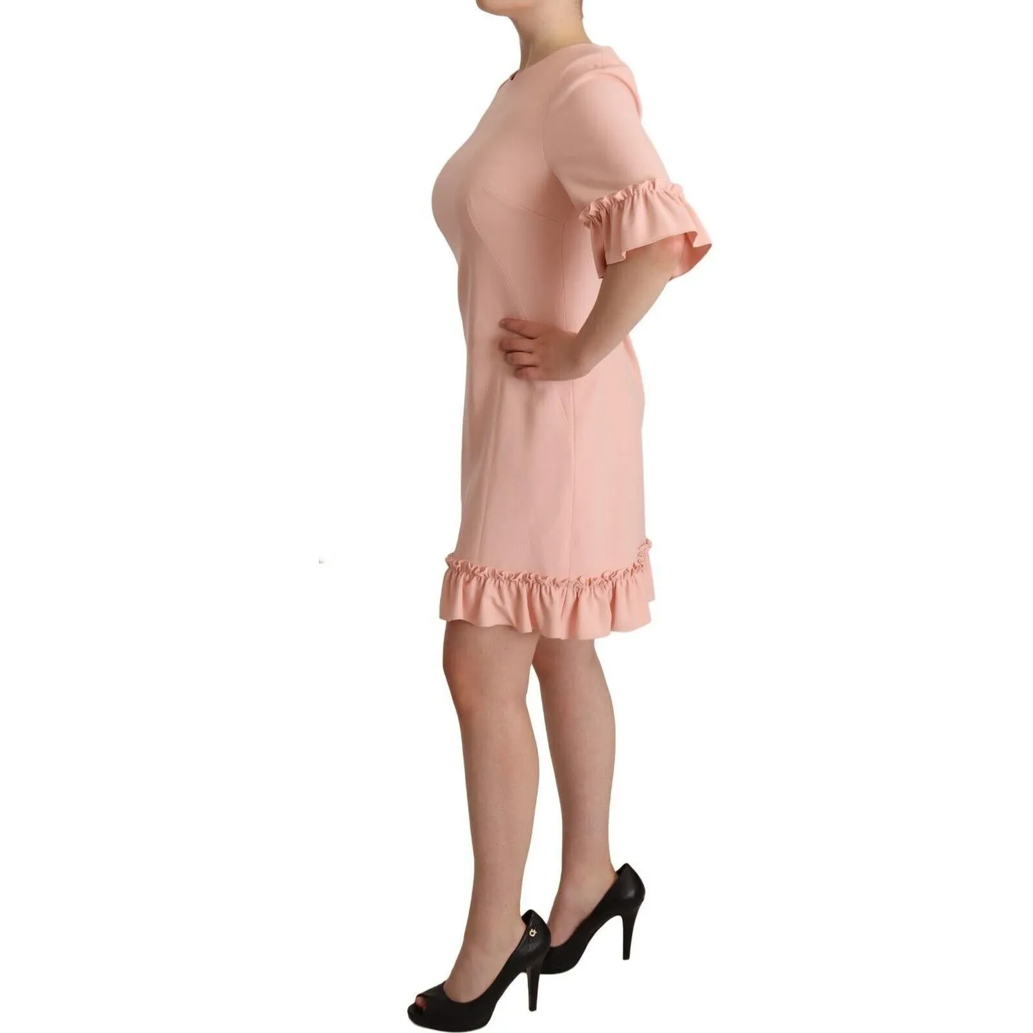 Dolce & Gabbana Ruffled Sleeve Sheath Dress in Pink