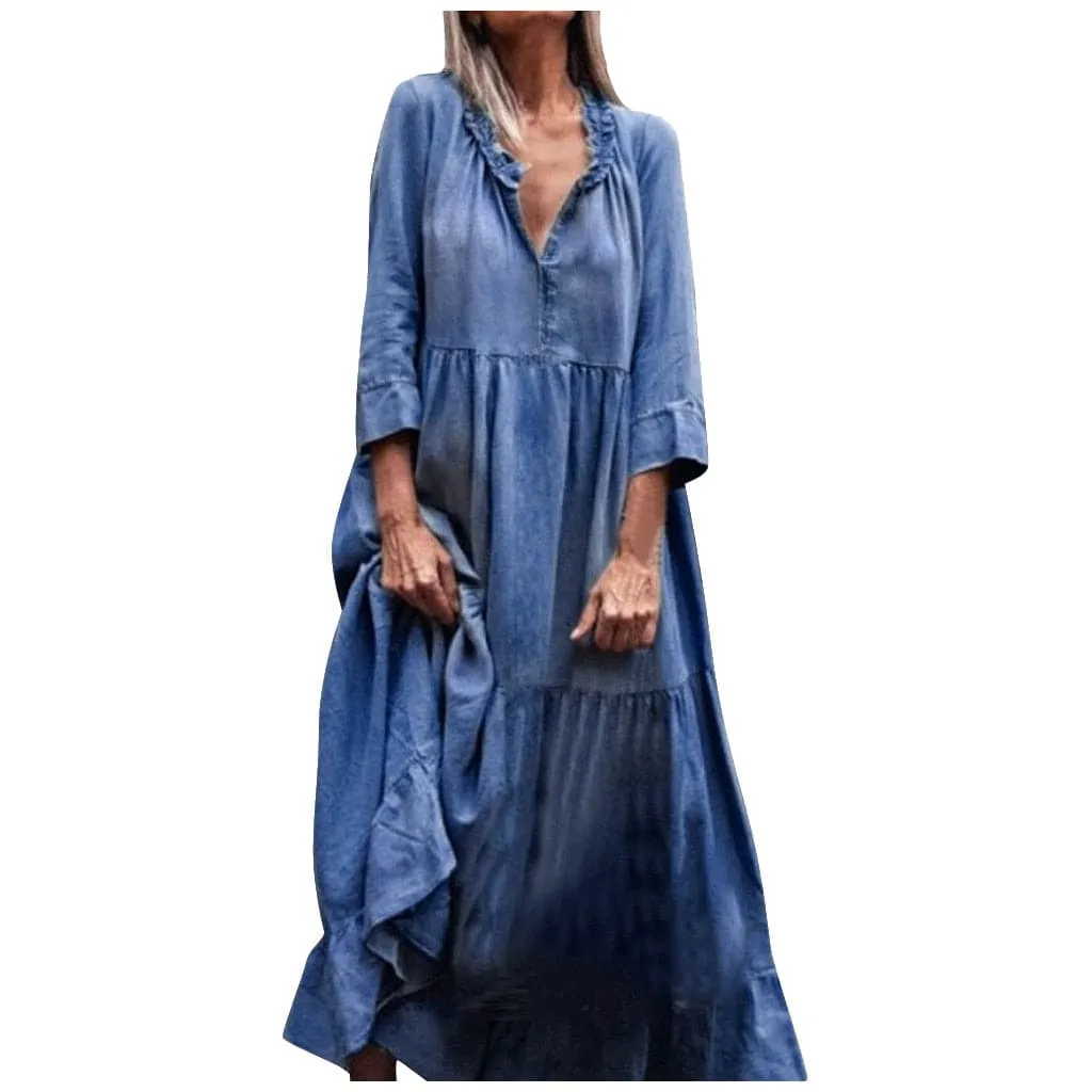 DressBetty - Vintage Cowboy Long Dress Retro Winter Party Dresses