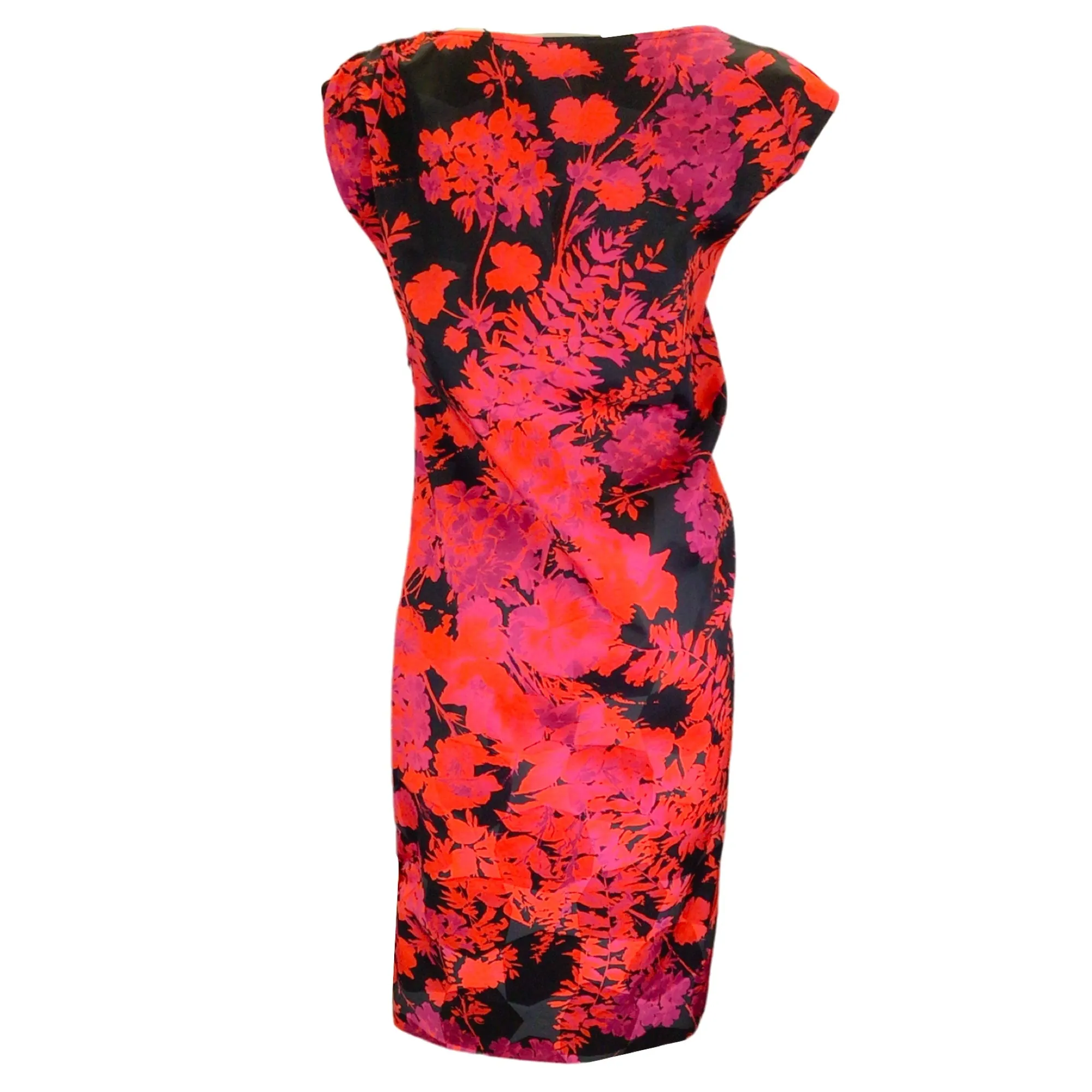 Dries Van Noten Red / Black Multi Floral Printed Cotton Midi Dress