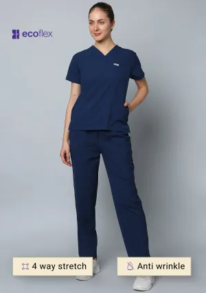 Ecoflex Women's V-Neck (Navy Blue) Plus Size Scrub