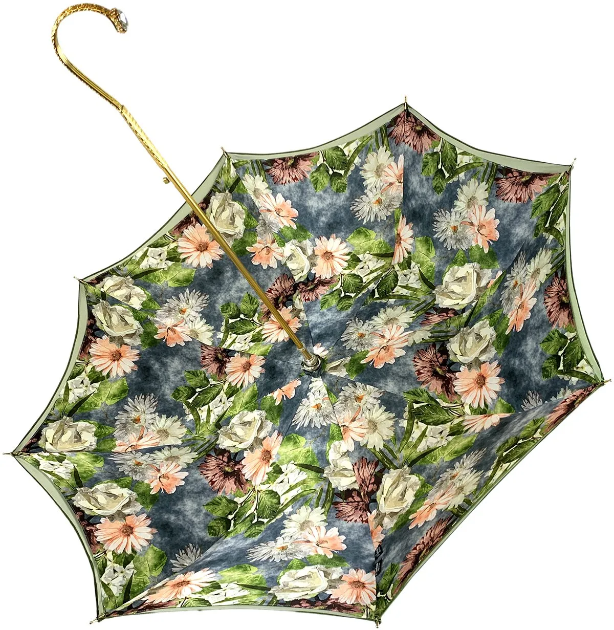 Elegant Green Floral Umbrella