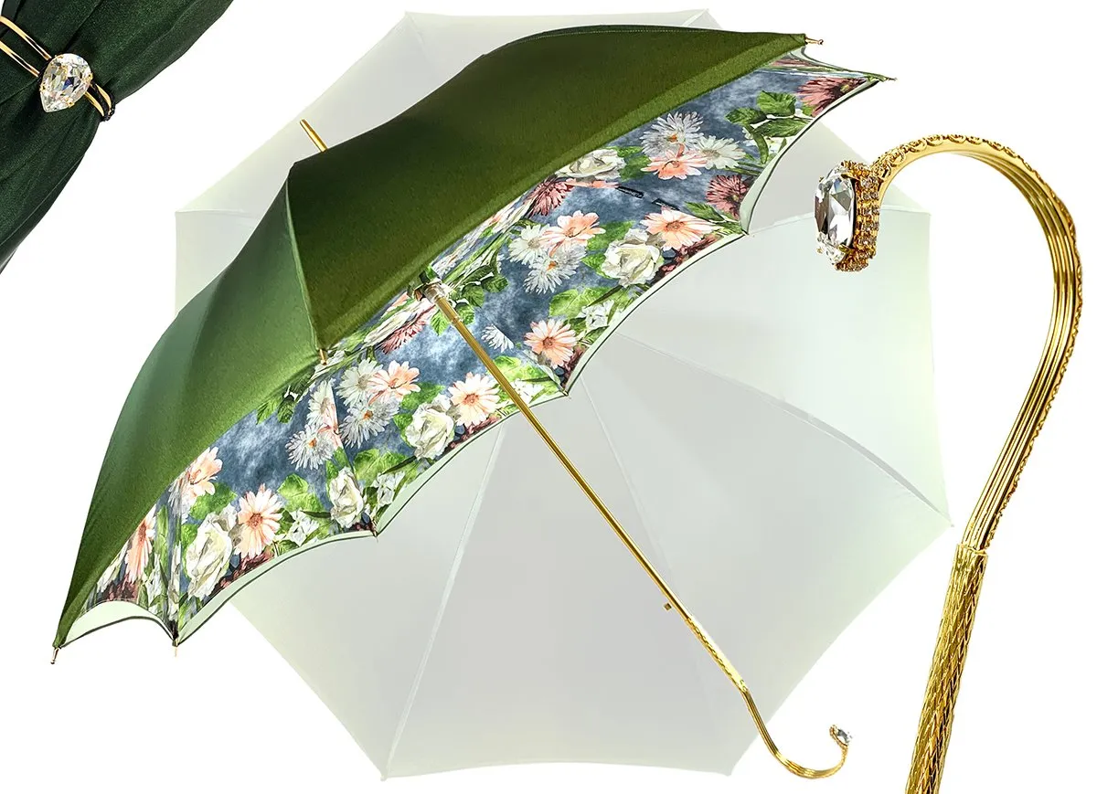 Elegant Green Floral Umbrella