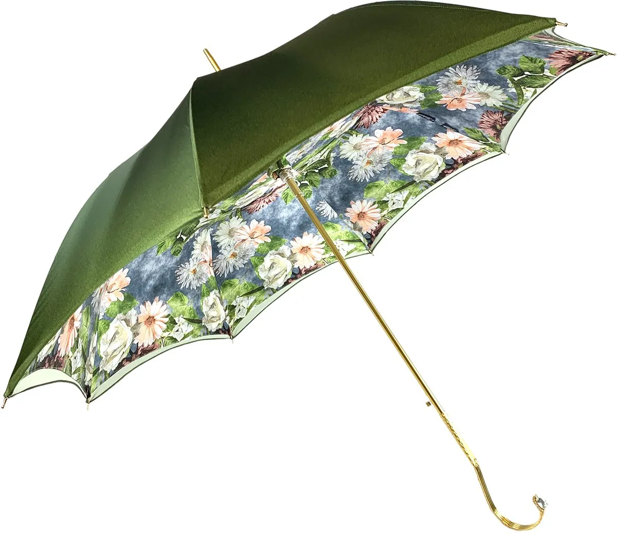 Elegant Green Floral Umbrella