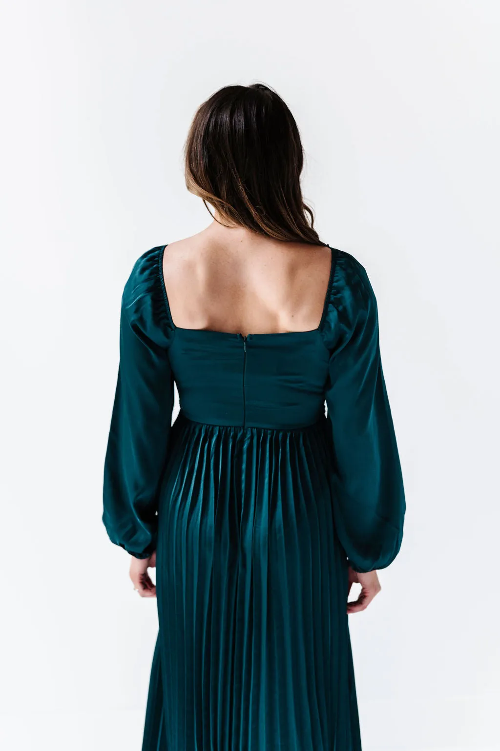 Fa La La Pleated Dress in Hunter Green