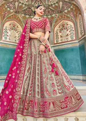 Fantastic Multicolor Bridal Wear Heavy Embroidered Silk Lehenga Choli