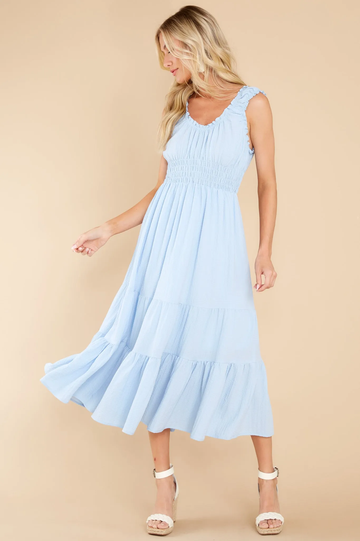 Follow Your Bliss Light Blue Midi Dress