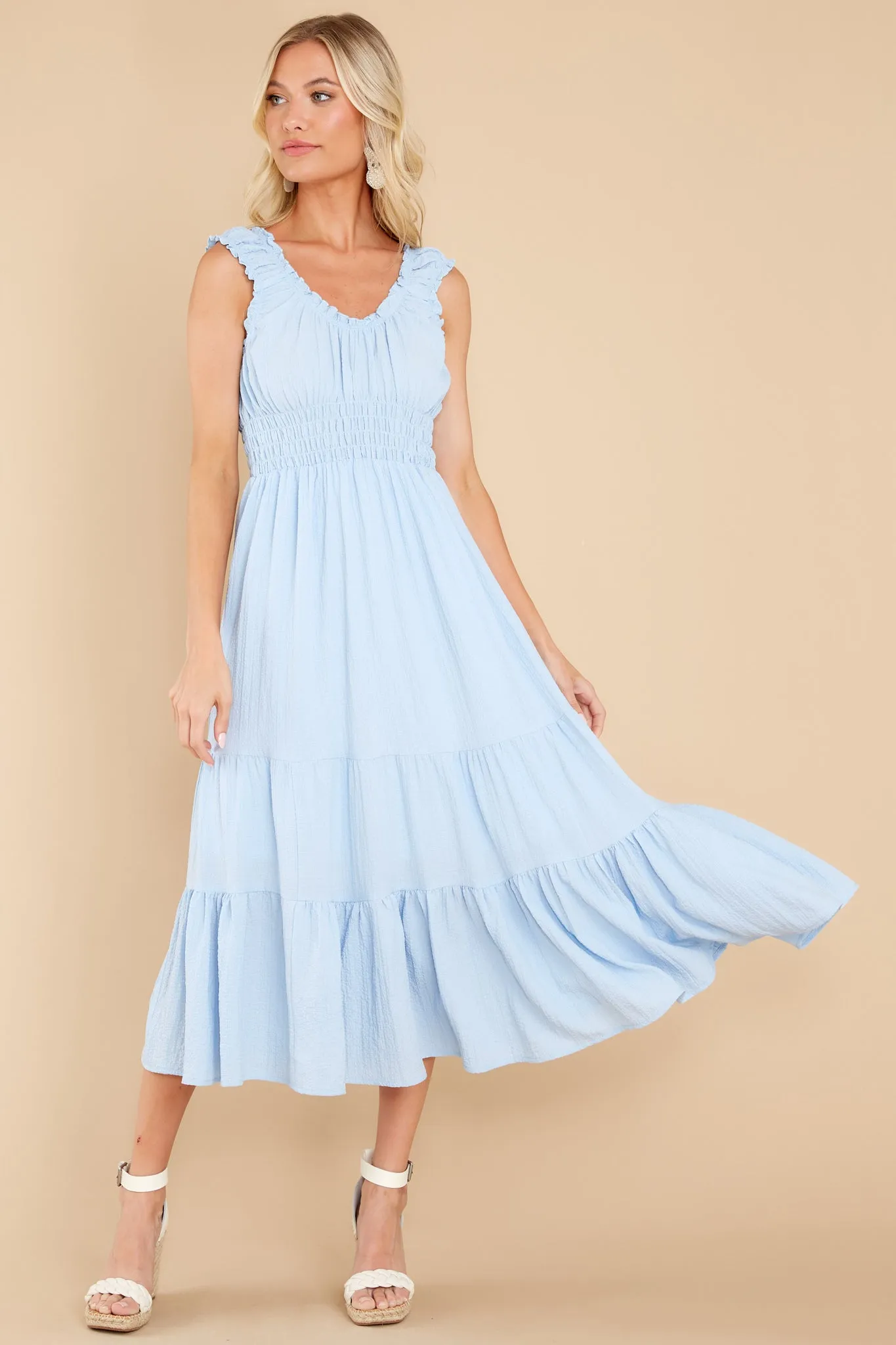 Follow Your Bliss Light Blue Midi Dress