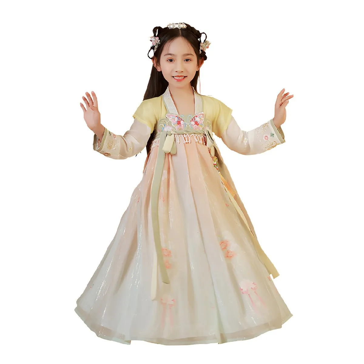 Girls Embroidery Dress Hanfu Traditional Chinese Dress