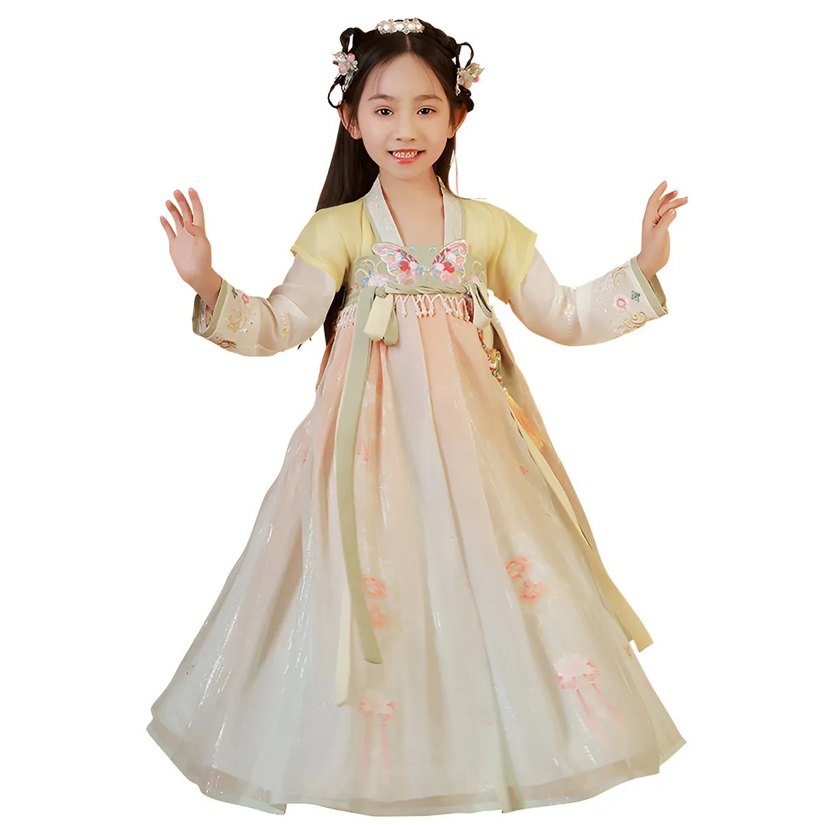 Girls Embroidery Dress Hanfu Traditional Chinese Dress