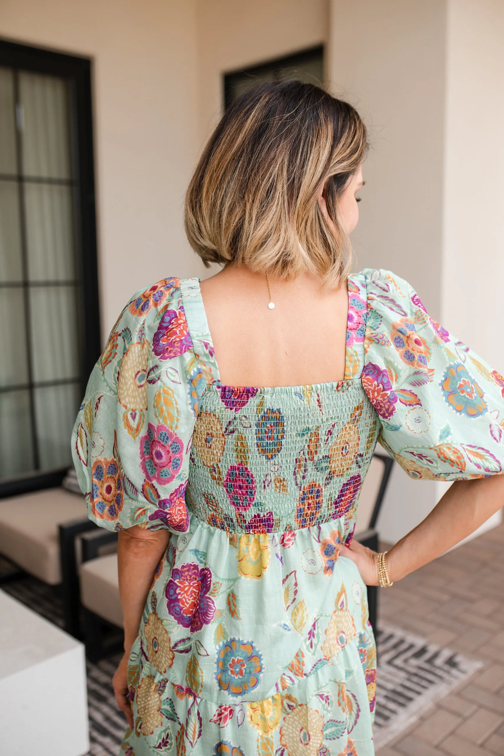 Giselle Puff Sleeve Print Dress