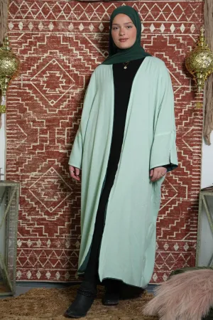 Green Reversible Kaftan Open Front Abaya