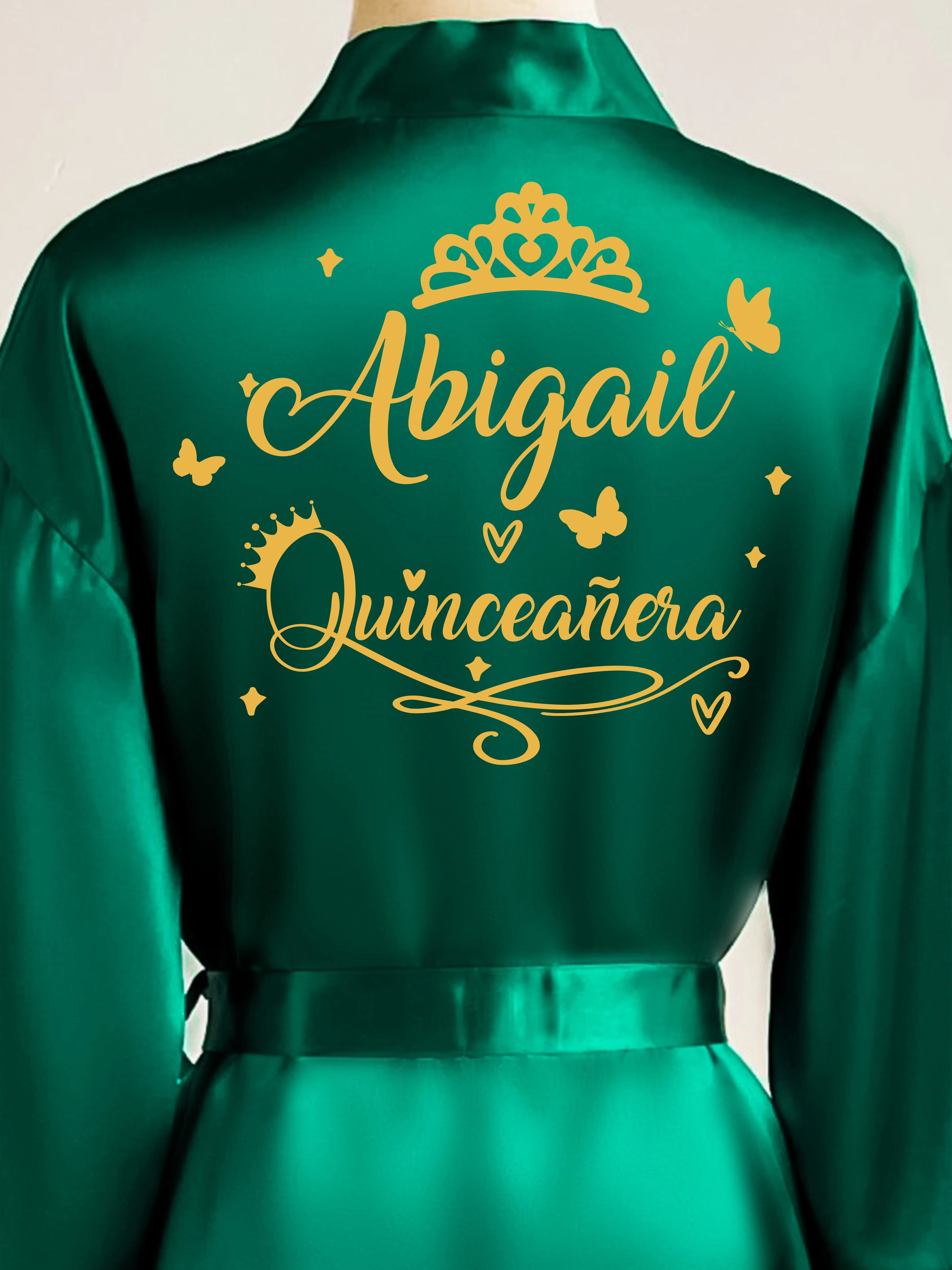 Green with Gold robe for quinceanera