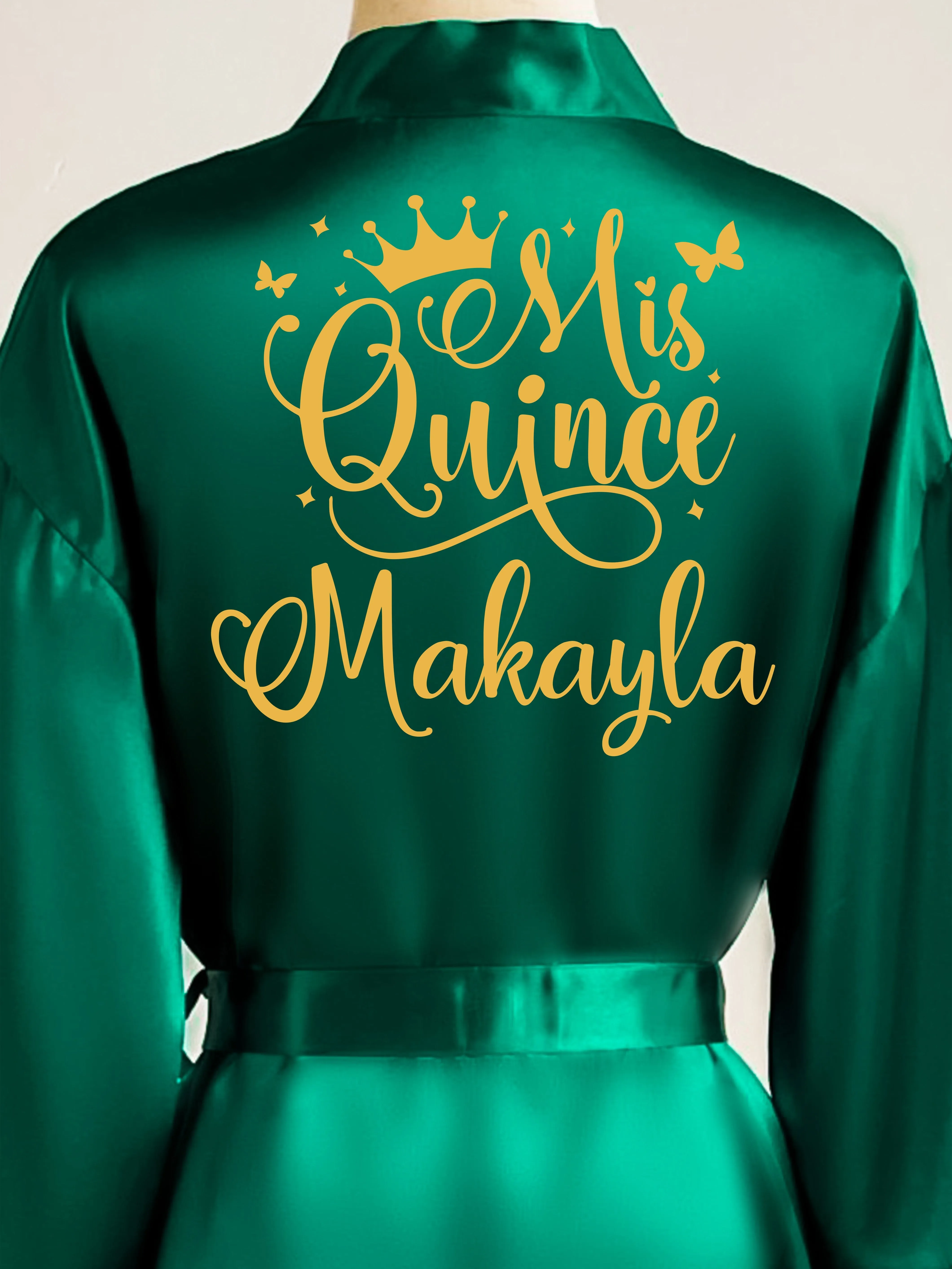 Green with Gold robe for quinceanera