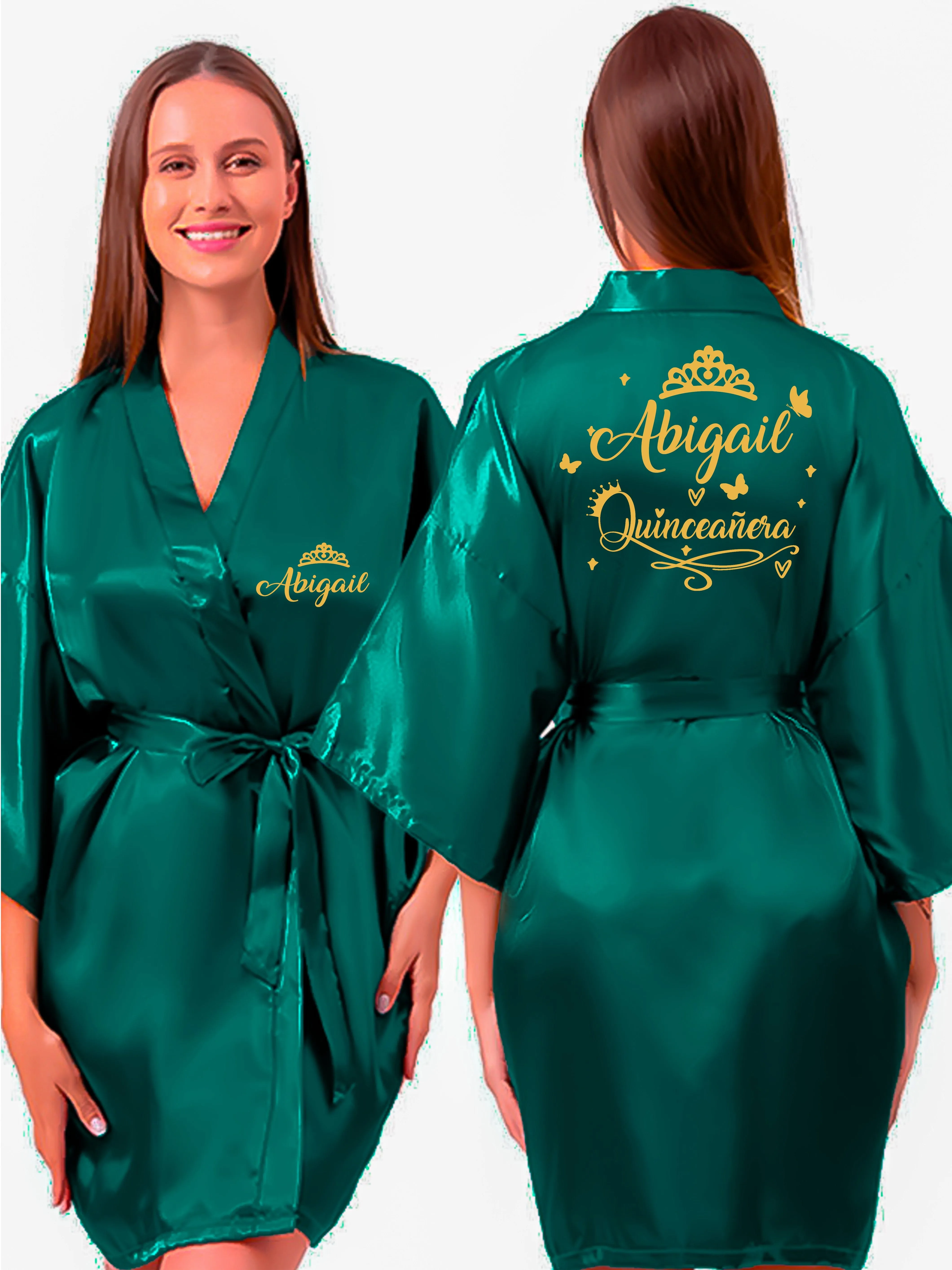 Green with Gold robe for quinceanera