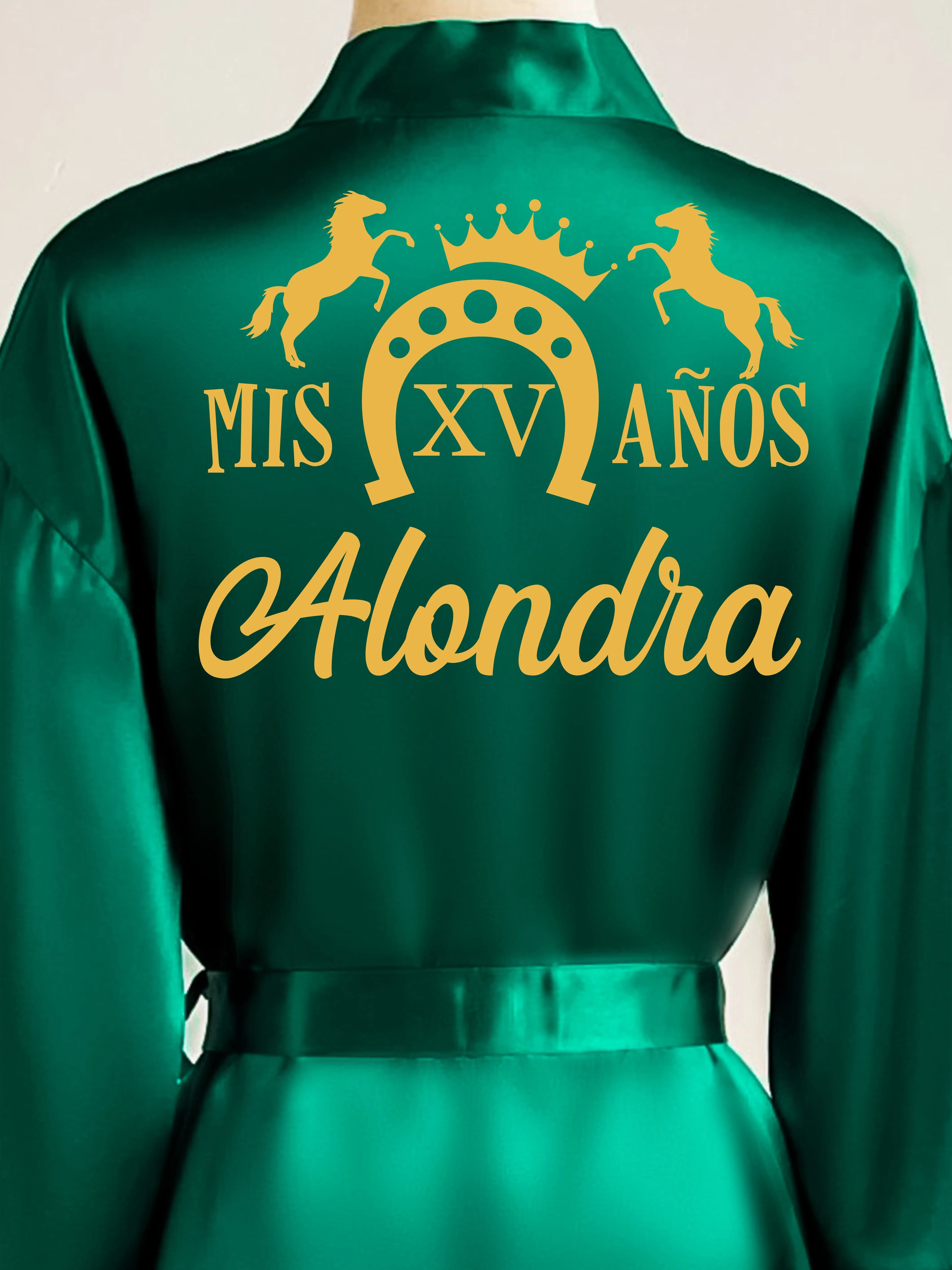 Green with Gold robe for quinceanera