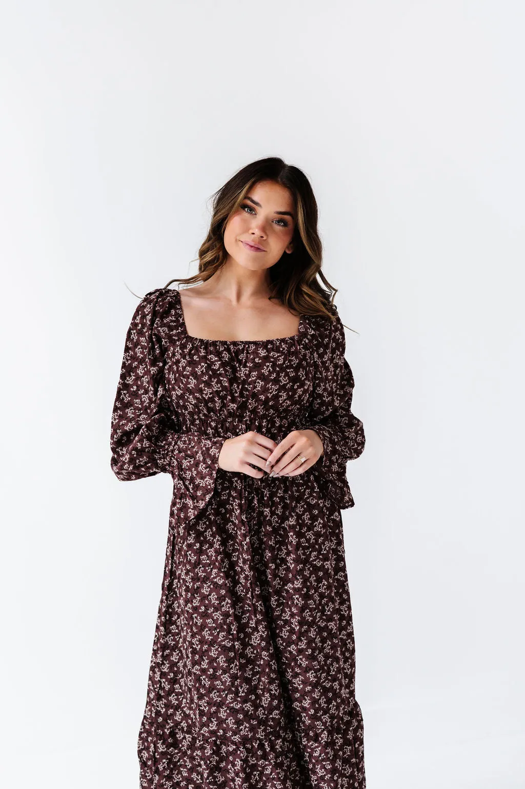 Holland Floral Dress in Chocolate