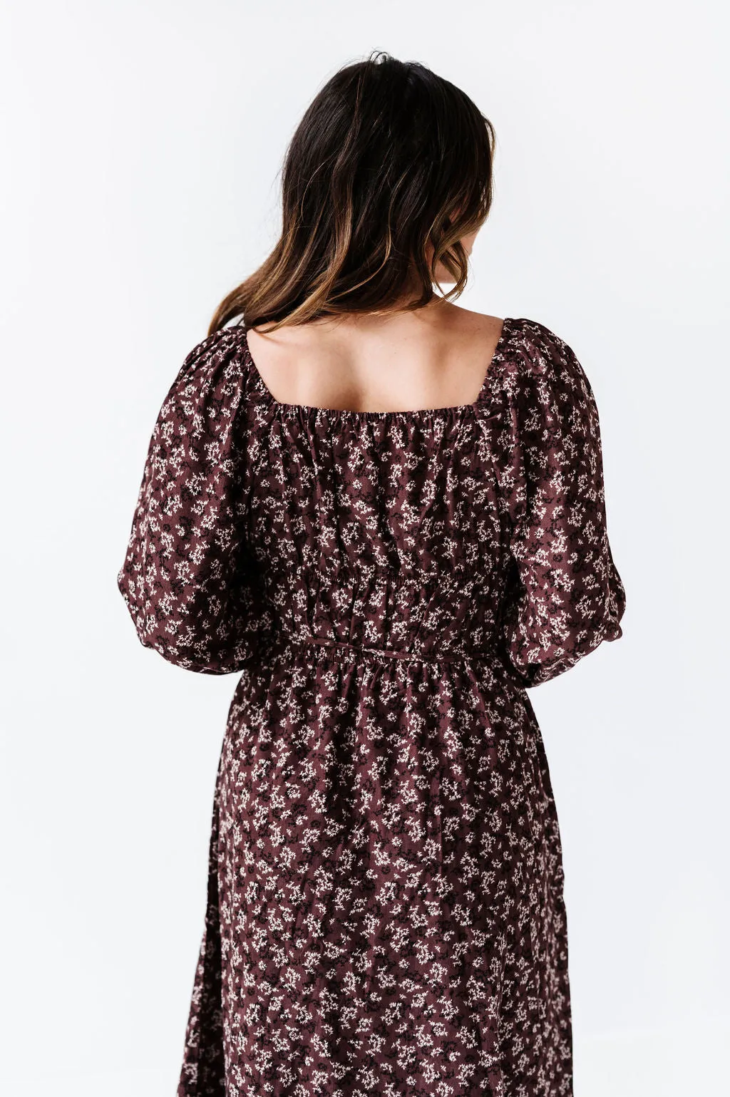 Holland Floral Dress in Chocolate