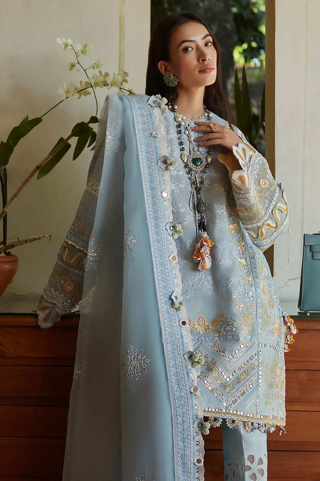 Ice Blue Lawn Suit - Elan - Luxury Lawn '23 - IRA-EL23-01A