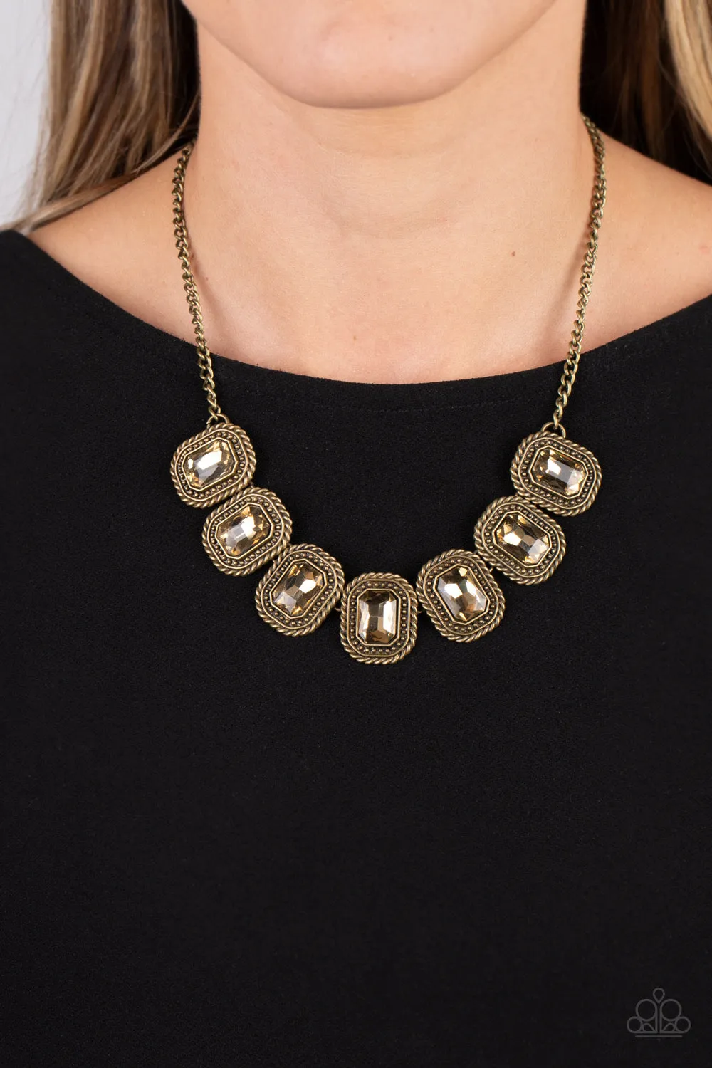 Iced Iron - Brass Necklace - Paparazzi Accessories