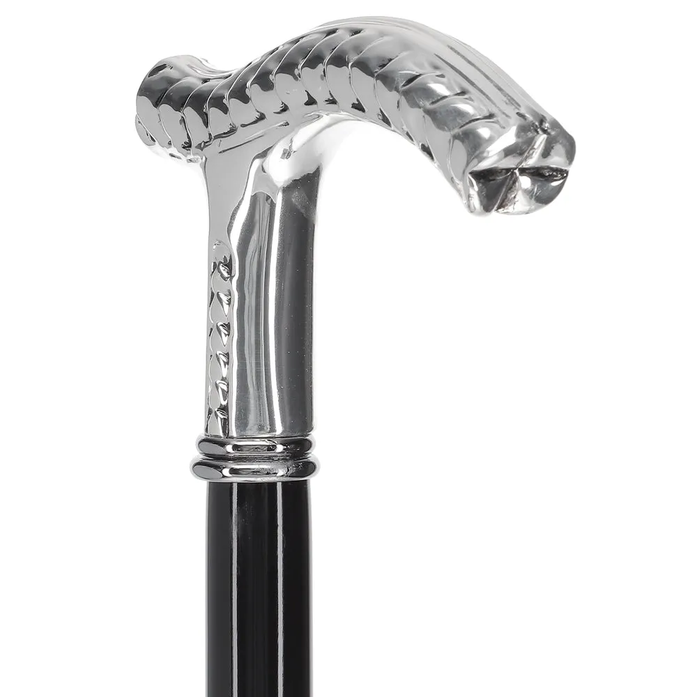 Italian Luxury: Fritz Leaves Handle Cane, In 925r Silver