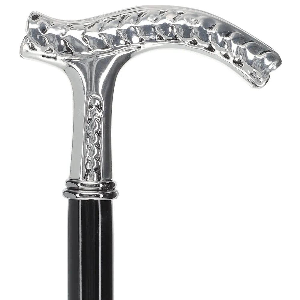 Italian Luxury: Fritz Leaves Handle Cane, In 925r Silver