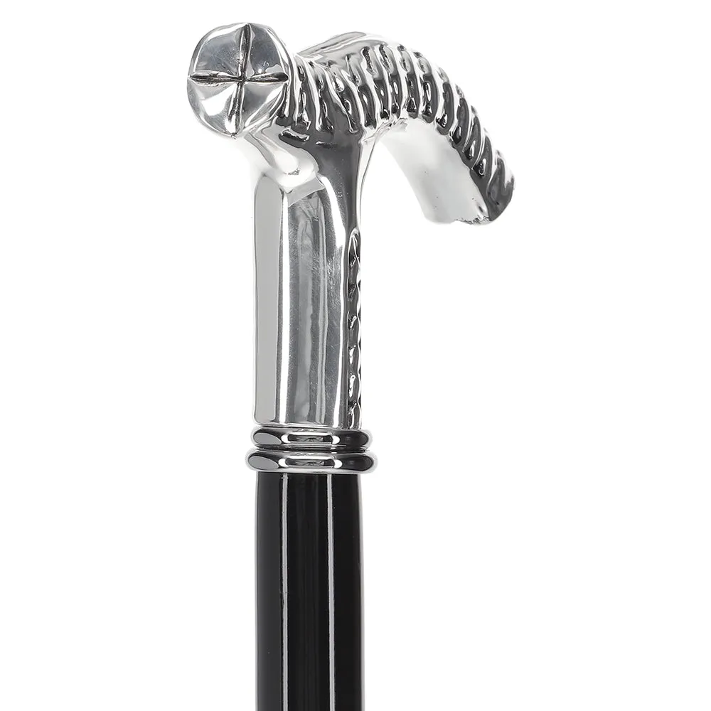 Italian Luxury: Fritz Leaves Handle Cane, In 925r Silver