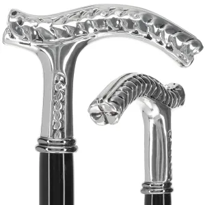 Italian Luxury: Fritz Leaves Handle Cane, In 925r Silver