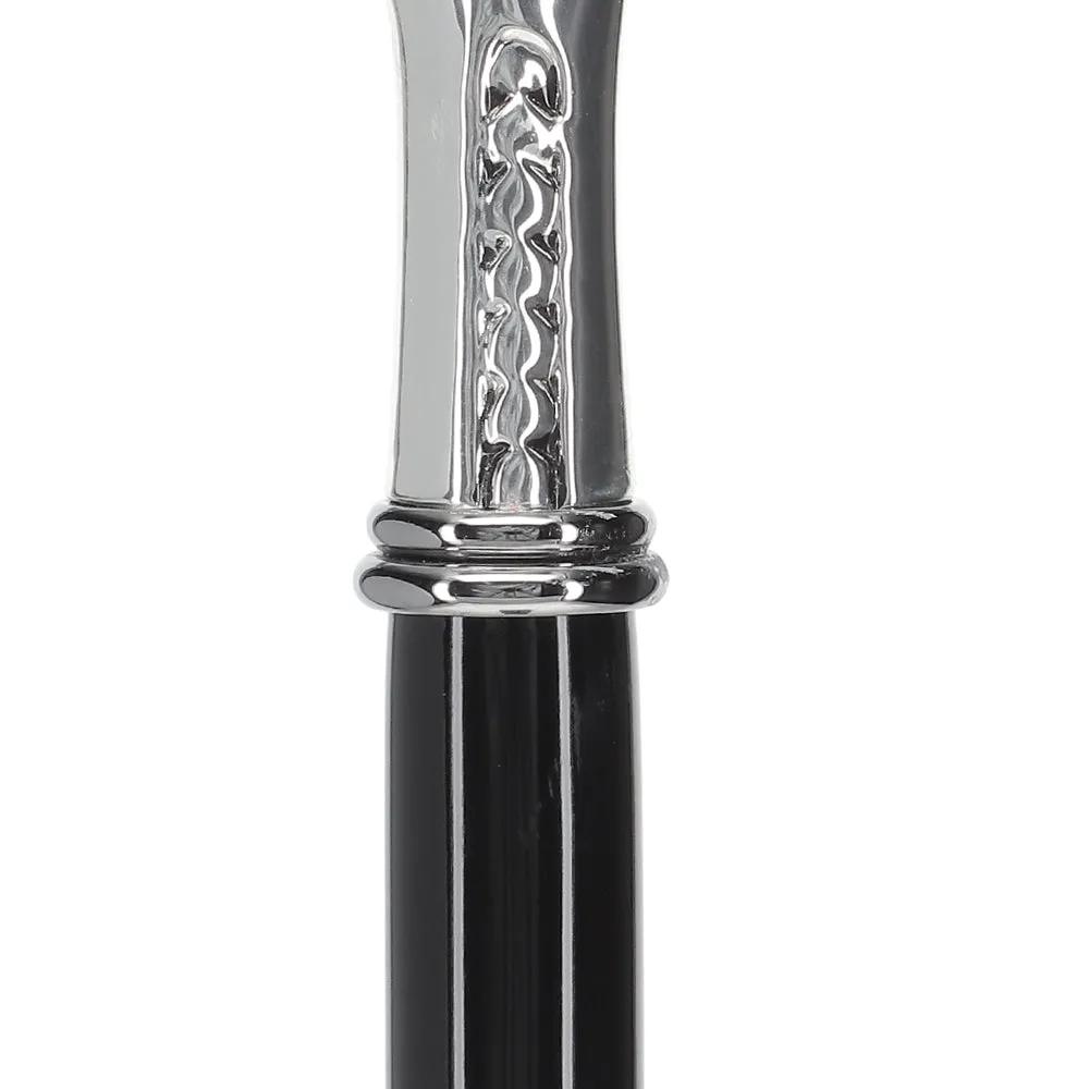 Italian Luxury: Fritz Leaves Handle Cane, In 925r Silver