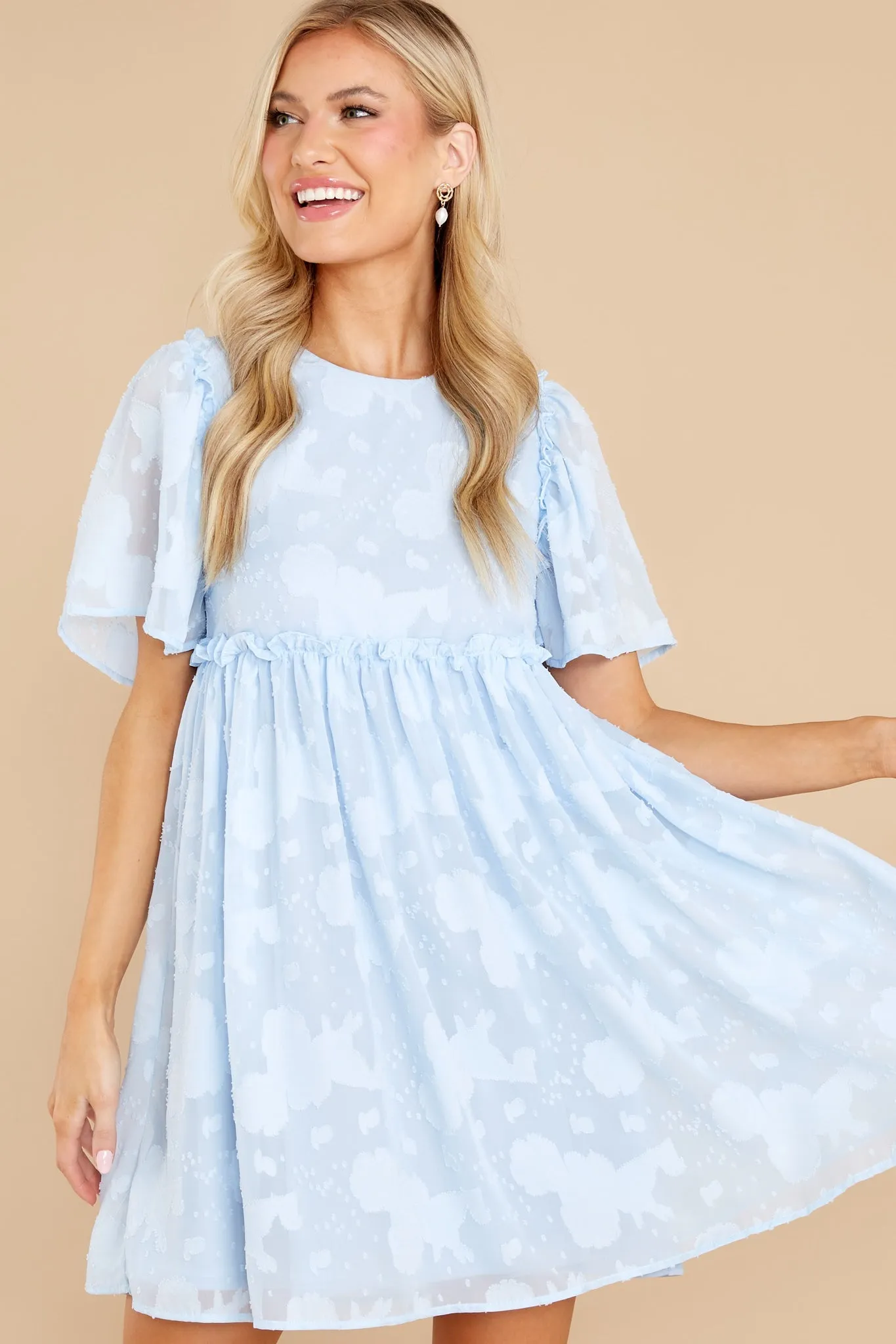 It's Your Turn Light Blue Floral Print Dress