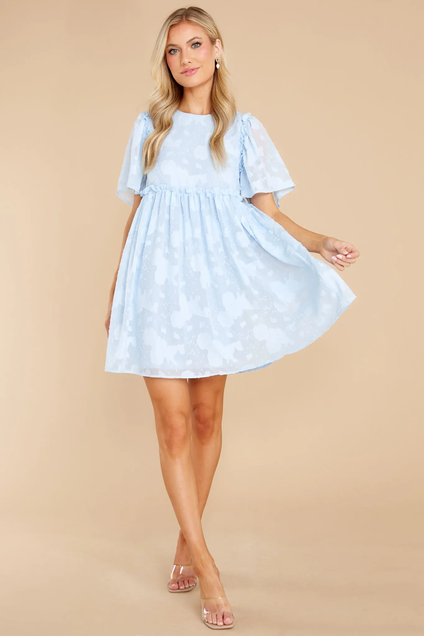 It's Your Turn Light Blue Floral Print Dress