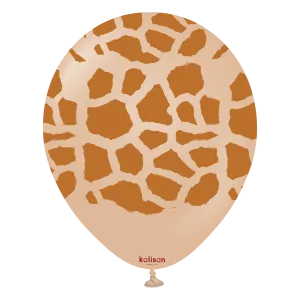 Kalisan 12" Safari Giraffe Printed Dessert Sand (Caramel) Latex Balloon, 25 pieces