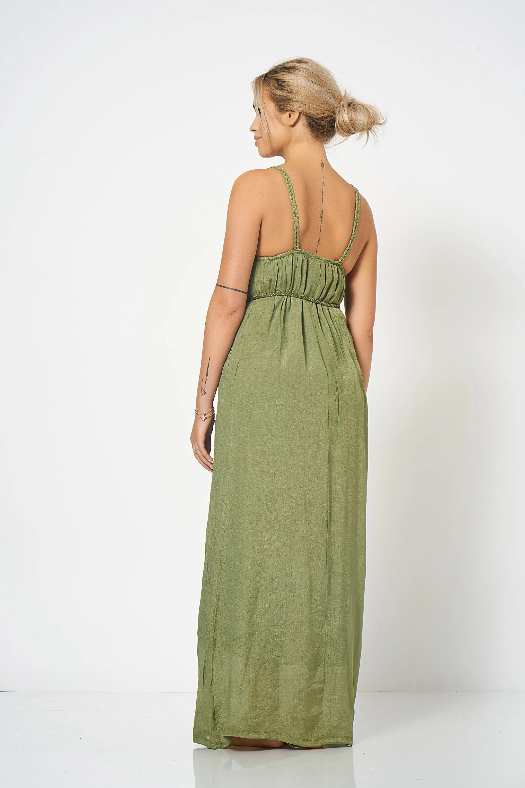 Khaki Strap Detail Maxi Dress