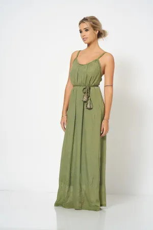 Khaki Strap Detail Maxi Dress