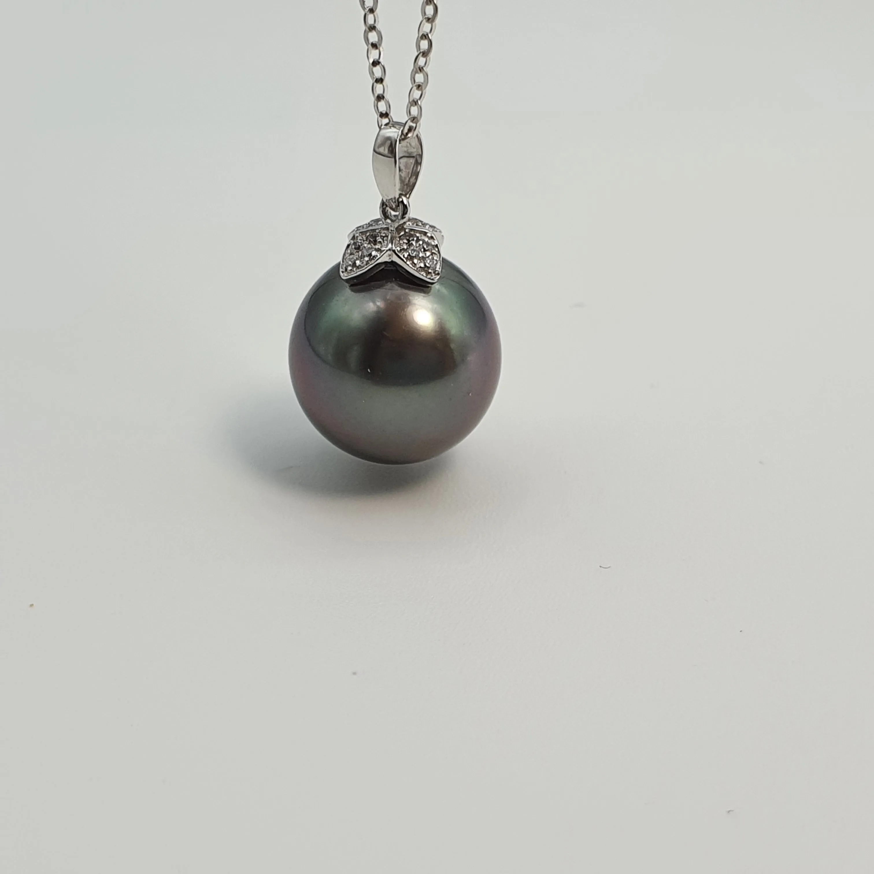 Large Tahitian Pearl Pendant, 18K White Gold