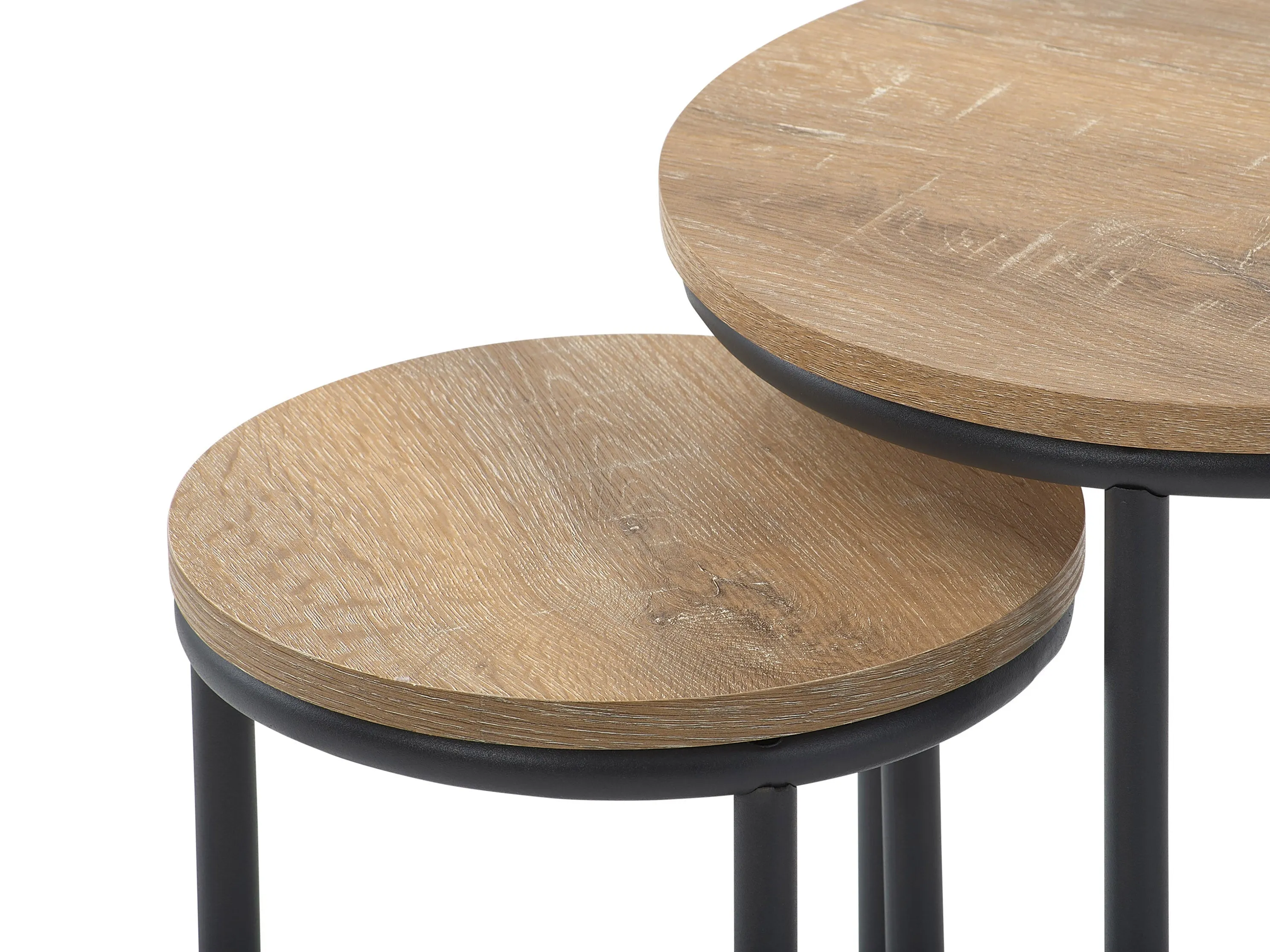 Light Wood Round Nesting Side Tables