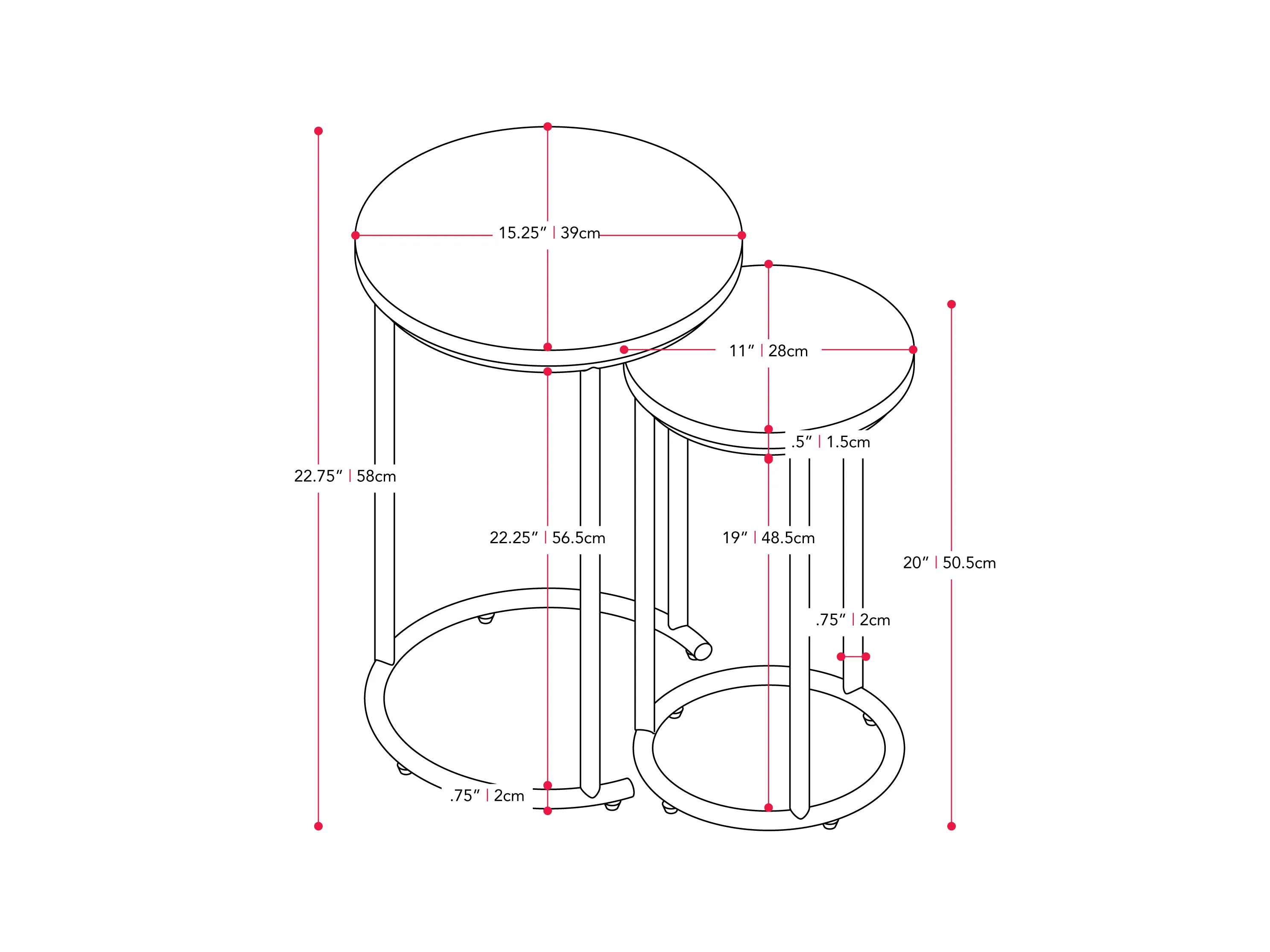 Light Wood Round Nesting Side Tables