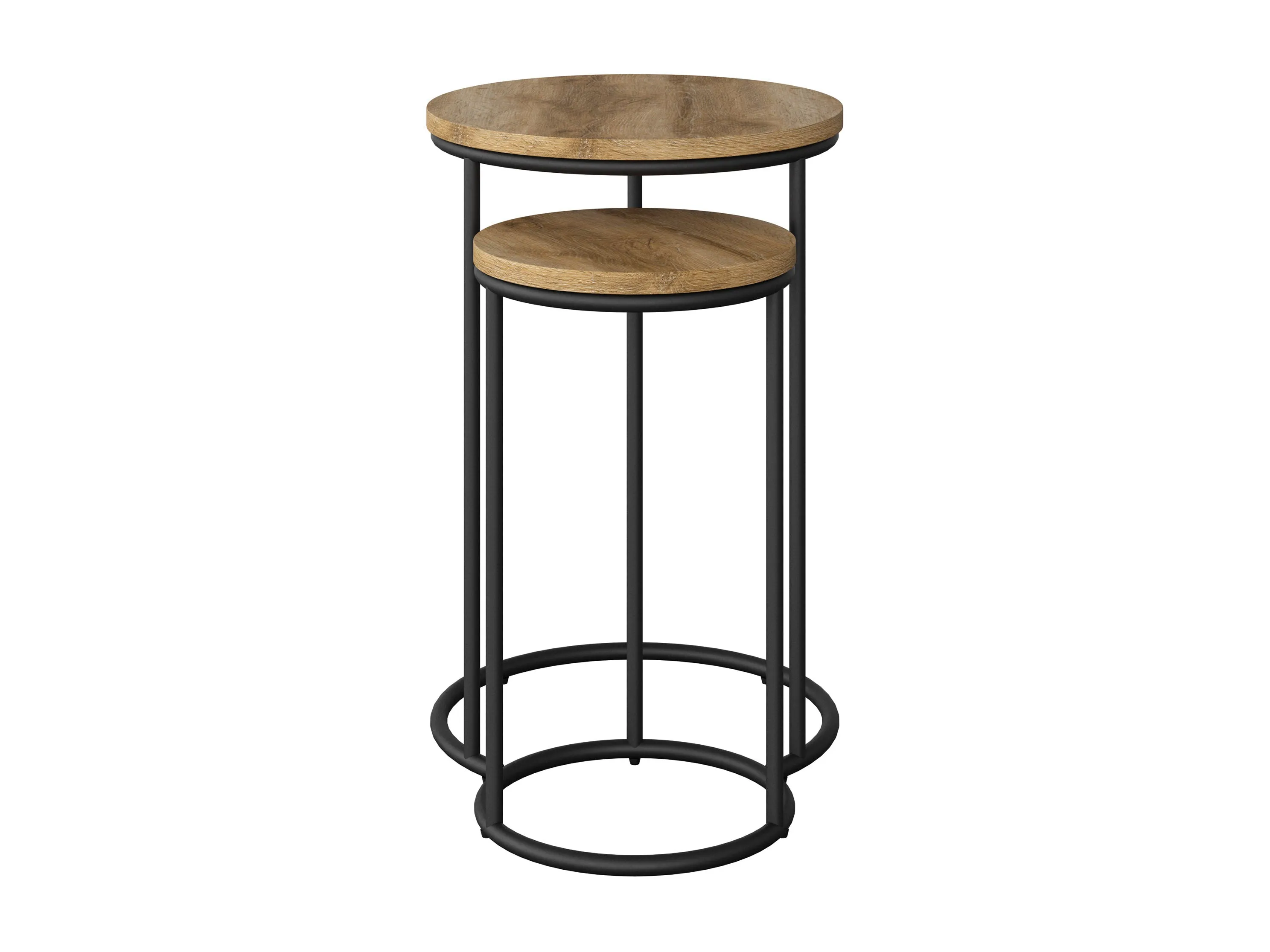 Light Wood Round Nesting Side Tables