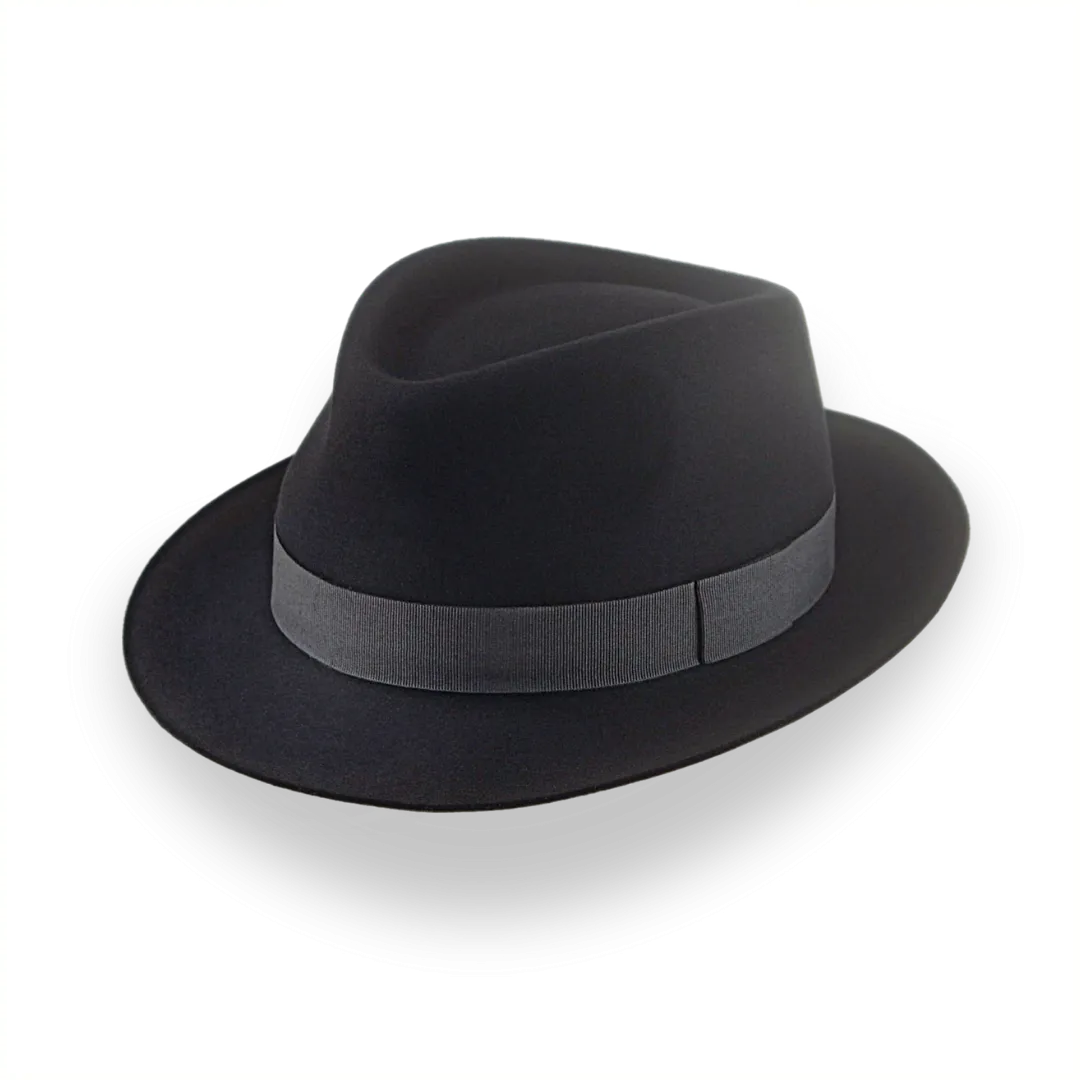 Low Crown Fedora Hat in Black Fur Felt | The Cooper