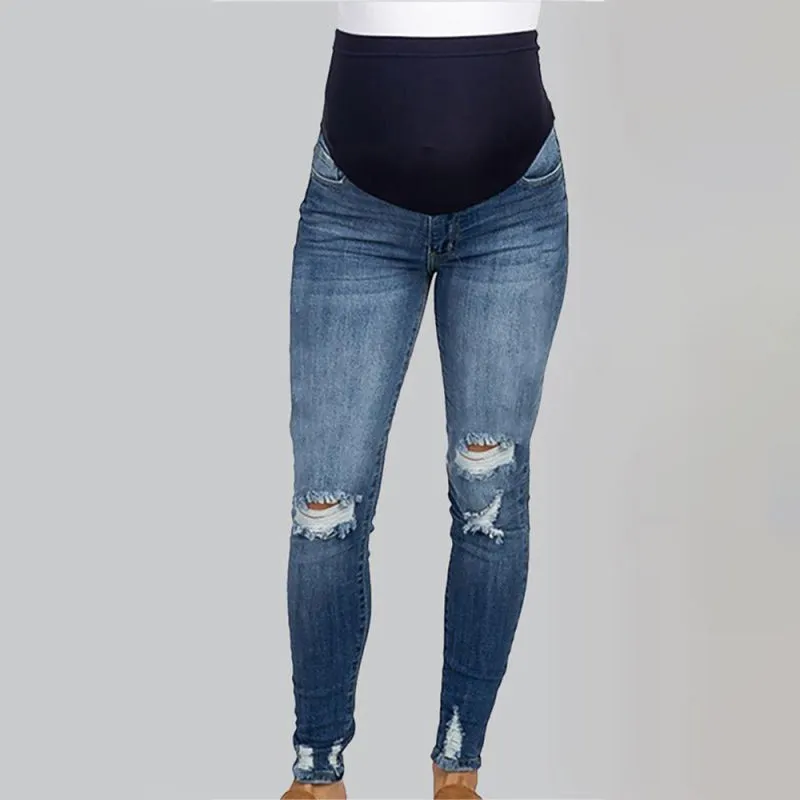 Maternity solid color belly support casual jeans