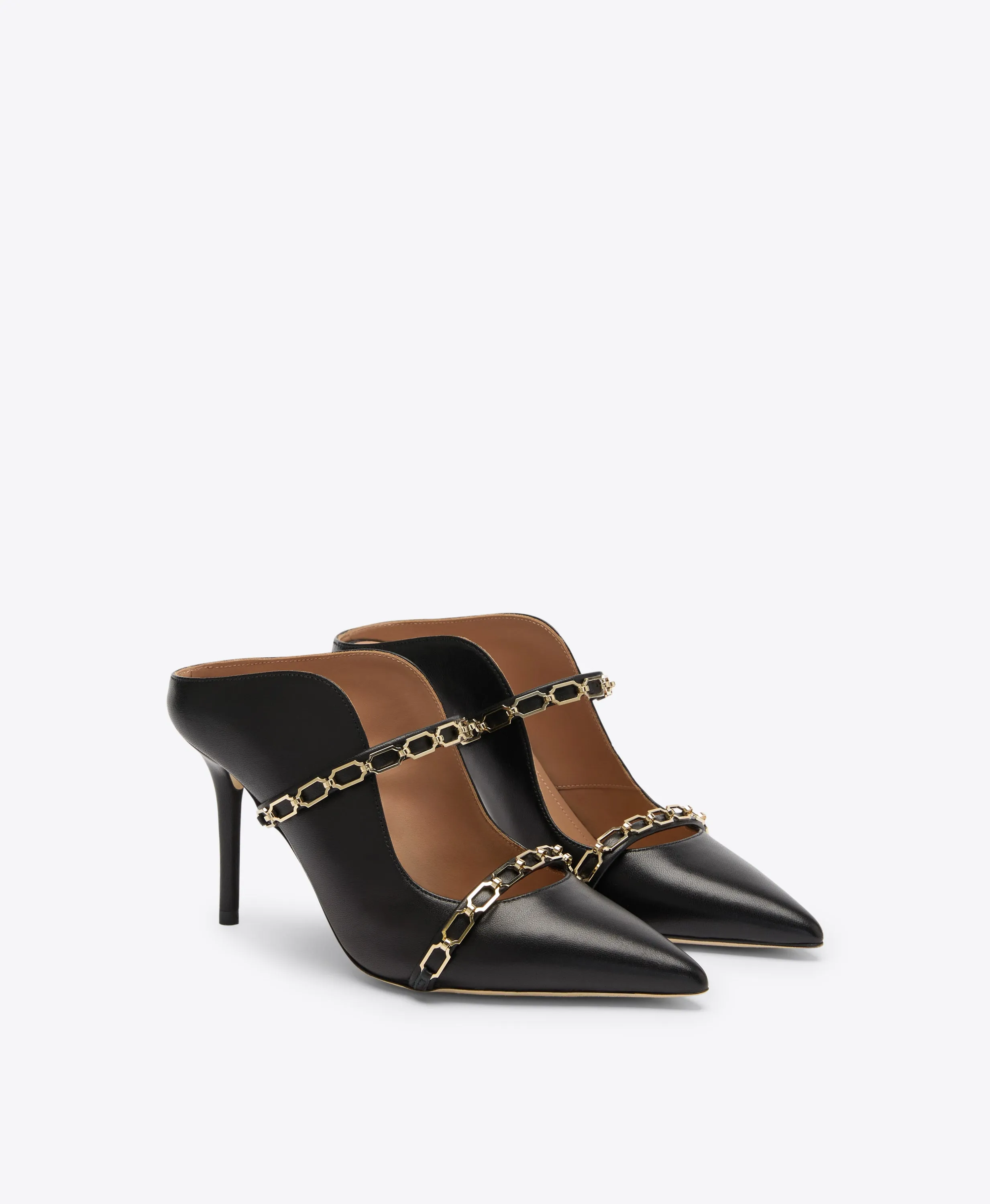 Maureen 85 Black Leather Mules