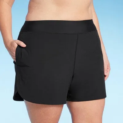 New - Lands' End Women's 5" UPF 50 Swim Shorts - Black 2X