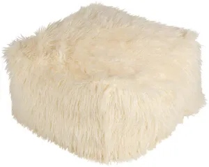 Ophelia Shag Pouf WHITE