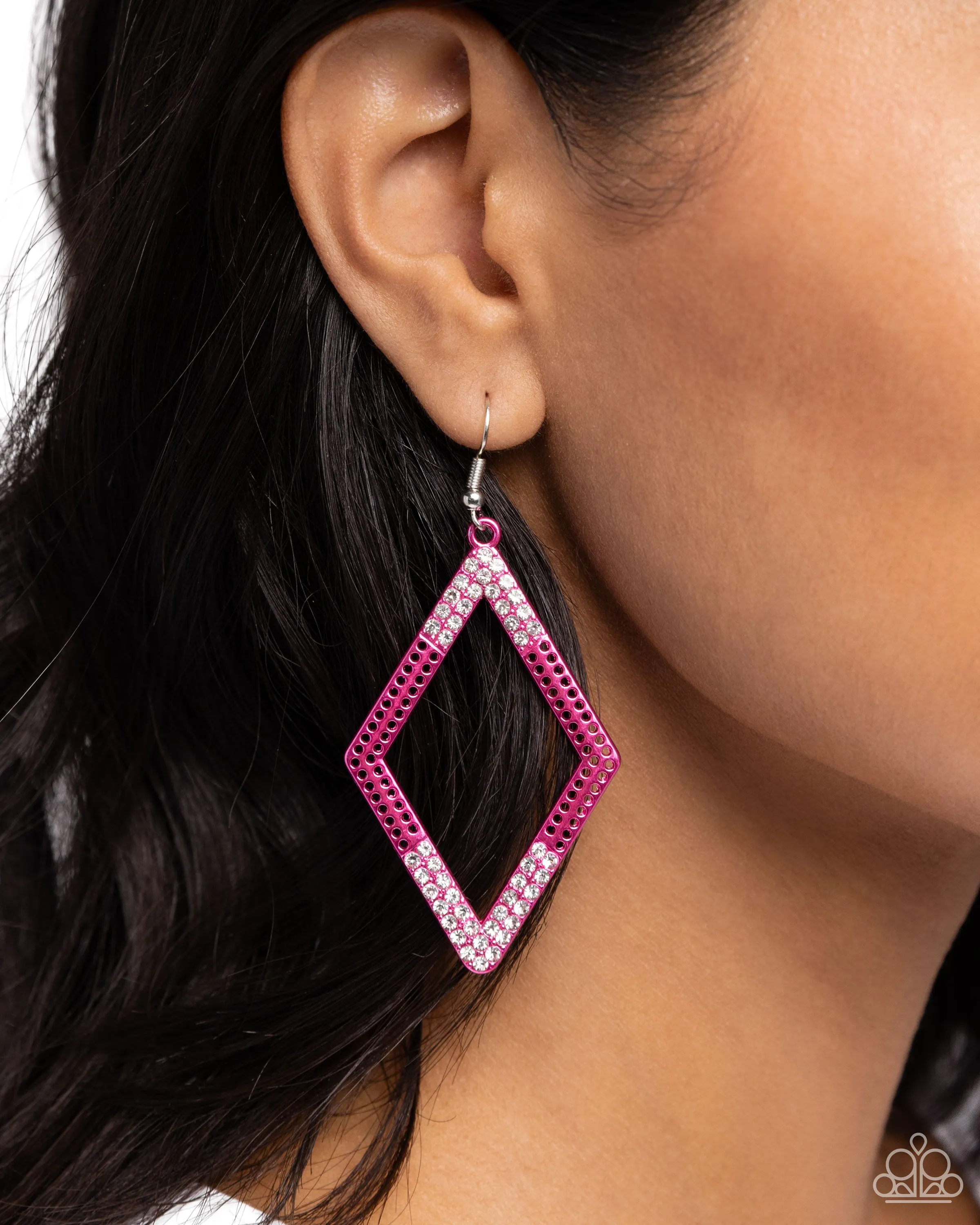 Paparazzi Eloquently Edgy Earrings Pink