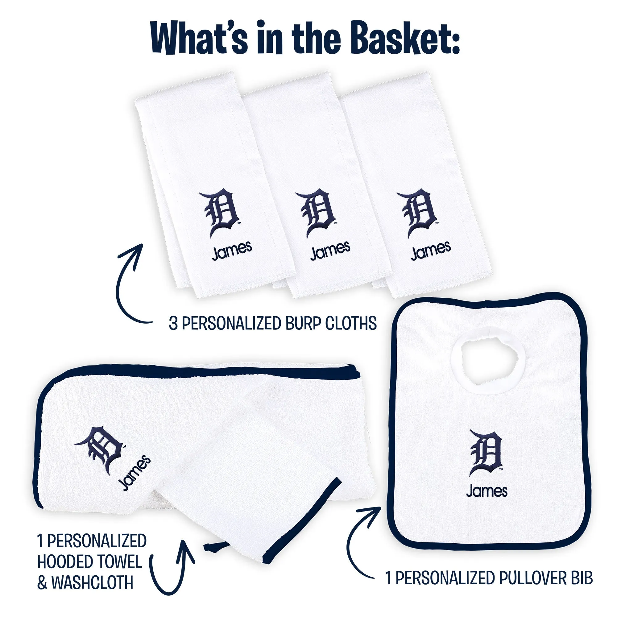 Personalized Detroit Tigers Medium Basket - 6 Items