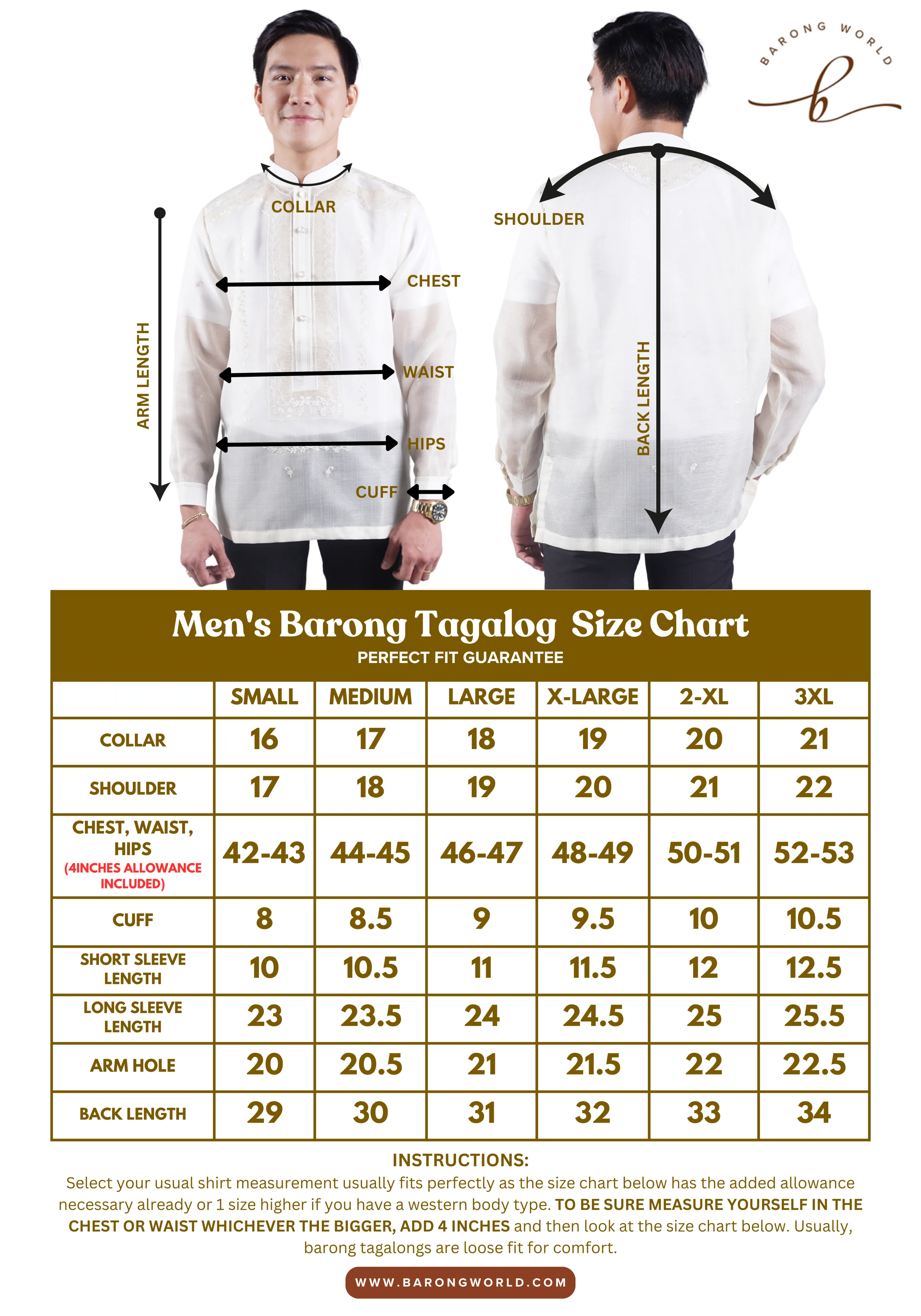 Premium & Elegant Barong Tagalog Piña Cocoon - Ferdinand - JN77 - 2XL - CL564